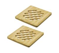 Westmark Dessous de Plat Tapas + Friends - Socles carrés pour protéger la Table des Rayures et des brûlures, idéal pour la Table à Manger - Bambou, 17 x 17 cm, 2 pcs.