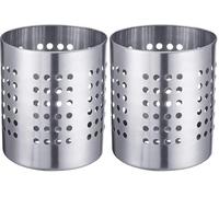 Westmark Egouttoir à Couverts/Porte-Ustensiles, Rond, Diamètre: 10 cm, Hauteur: 13 cm, Acier Inoxydable, Argent, 69012211 (Lot de 2)