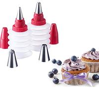 Westmark Enseble de Flacons de Décoration, 2 Flacons et 4 Douilles, avec Bouchons, plastique/inox, Transparent/rouge/argenté, 31142260