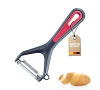 Westmark Éplucheur de Légumes et Asperges avec Ergot affûté, Gallant, lame en acier inoxydable, Avec protection de la lame, couleur : noir/rouge, 29072270