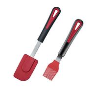 Westmark Gallant 291622E6 Lot de 2 pinceaux en silicone + spatule en acier inoxydable/silicone/plastique Noir/rouge/argenté