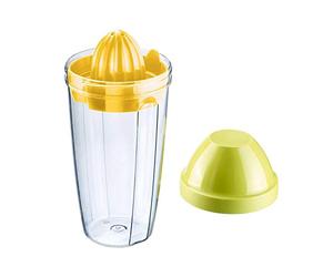 Westmark Gobelet Shaker/Mélangeur avec Disque Mélangeur Amovible et Presse-Citron, Capacité : 0,5 l, hauteur : 18,7 cm, Plastique, sans BPA, Press + Shake, Couleur : Clair/vert/jaune, 30792270