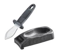 Westmark Kit de coupe à huîtres : 1 brise-huîtres, lame affûtée des deux côtés + 1 porte-huître avec bord d'installation, acier inoxydable/plastique, argent/noir, 661522E6
