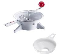 Westmark Kit de Mise en Conserve, 1 Moulin à Légumes/Passe-Vite avec 2 Disques perforés + 1 Entonnoir à Confiture, ABS/PP/acier inoxydable, Blanc/rouge, 119622E6