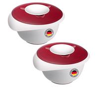 Westmark Lot de 2 bols mélangeurs en plastique avec couvercle en deux parties 3,5 l avec bec verseur Blanc/rouge 315522E3