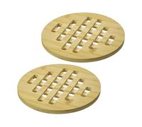Westmark Lot de 2 Dessous de Verre Tapas + Friends - Dessous de Plat Ronds pour Table de Table - Anti-Rayures et brûlures - Idéal pour Table à Manger - Bambou - 20 cm