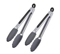 Westmark Lot de 2 pinces de service, avec languettes en silicone et poignées en caoutchouc, longueur : 27 cm, acier inoxydable/plastique/silicone, Classic Silicone Midi, argenté/noir 161722E3