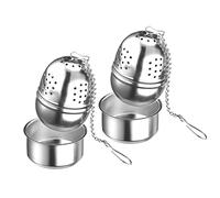 Westmark Lot de 2 œufs à thé ovales avec soucoupe Teatime en acier inoxydable Ø 4,3 cm 157722E3