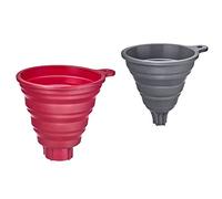 Westmark Lot d'Entonnoirs, 2 pièces, Ø 10 et 11 cm, Retroussable, Silicone, Gris/Rouge, 21212270