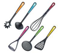 Westmark Lot d'Ustensiles de Cuisine, 6 Pièces, Spatule, Ecumoire, Cuillère à Spaghetti, Louche, Presse-Purée, Fouet, PA, PP, Colour Edition, 290222E6