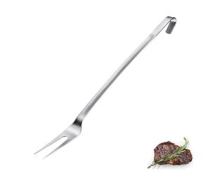 Westmark Meat Fork Pro - Fourchette à découper en acier inoxydable avec longues dents et crochets de suspension - Parfait pour griller, rôtir et cuisines professionnelles - Argent, 50 cm