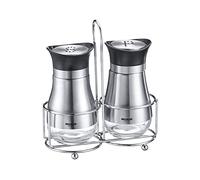Westmark Menage 63332260 Lisbonne Salière et poivrière 3 pièces Capacité 125 ml Fenêtre inférieure Verre/plastique/acier inoxydable Transparent/argenté/noir
