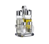 Westmark Ménage Wien – Sel & Poivre, Vinaigre & Huile, 5 pièces, inox/verre, 2x40/2x160 ml