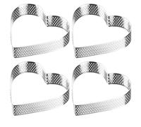 Westmark Moules À Tartelettes, Lot de 4 - Formes Parfaites pour Tartes et Quiches - Résultat de Cuisson Uniforme Grâce à la Perforation - Couleur argent, en forme de Cœur, Ø 8 cm