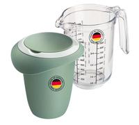 Westmark Pichet mélangeur (1 L) et gobelet gradué "Gerda" (1 L) - Pichet mélangeur avec protection anti-éclaboussures - Gobelet gradué - Vert menthe/blanc/transparent