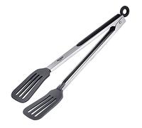Westmark Pince de service, avec grandes lames en silicone et poignées caoutchoutées, longueur : 34 cm, en acier inoxydable/plastique/silicone, Comfort Silicone Maxi, argenté/noir 16122270