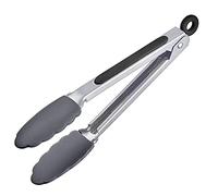 Westmark Pince de service, avec languettes en silicone et poignées caoutchoutées, longueur : 27 cm, en acier inoxydable/plastique/silicone, Classic Silicone Midi, argenté/noir 16172270
