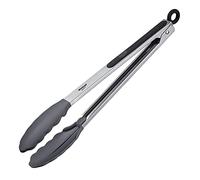 Westmark Pince de service, avec languettes en silicone et poignées caoutchoutées, longueur : 34 cm, en acier inoxydable/plastique/silicone, Classic Silicone Maxi, argenté/noir 16182270