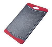 Westmark Planche à Découper, Rainures à Jus, Antidérapante et Ménage les Lames, Surface : 37 x 25,5 cm, Aspect Granit, Plastique, Gris/Rouge, 6216224G