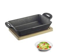 Westmark Plat en fonte Tapas + Friends - Petit plat à gratin en fonte tous feux dont induction et grill + dessous en bambou - Fer 300 ml, Noir