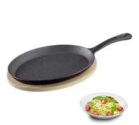 Westmark Poêle en fonte Tapas + Friends - Poêle en fonte tous feux dont induction et grill - Poêle en fonte avec dessous en bambou - Fer 500 ml