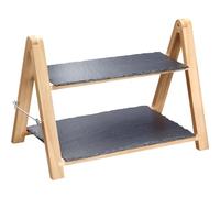 Westmark Présentoir à 2 Etages en Ardoise Naturelle, Dimensions : 35,5 x 22 x 27 cm, Ardoise/Pin, Tapas + Friends, Gris/Brun, 69692260