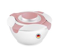 Westmark récipient à salade avec poignées et réservoir intégré pour la sauce vinaigrette, capacité : 6,5 litres, plastique, Praktika, transparent/blanc/rose, 2422227P