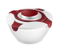 Westmark Récipient à Salade avec Poignées et Réservoir intégré pour la Sauce Vinaigrette, Capacité : 6,5 litres, Plastique, Praktika, Transparent/blanc/rouge, 2422227R