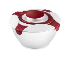 Westmark Récipient à Salade avec Poignées et Réservoir intégré pour la Sauce Vinaigrette, Capacité : 6,5 litres, Plastique, Praktika, Transparent/blanc/rouge, 2422227R