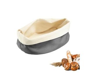 Westmark Sac à Pain Ovale - Corbeille à Pain en Tissu pour Pain, Petits Pains, Pâtisseries et Fruits - Rangement à Pain Moderne en Coton - Anthracite/Beige, 25 x 18 cm