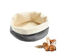 Westmark Sac à pain rond - corbeille à pain en tissu pour pain, petits pains, pâtisseries et fruits - rangement à pain moderne en coton - anthracite/beige, ø 20 x 12 cm