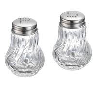 Westmark Salière et Poivrière, Set de 2, Capacité : env. 50 ml, Verre/Acier Inoxydable, Berlin, Argent/Transparent, 65362270