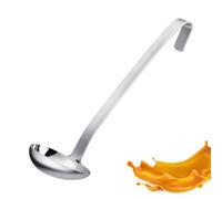 Westmark Sauce Spoon Pro - Louche à sauce pratique en acier inoxydable - Louche à soupe avec verseur et crochet de suspension - Cuillère de service - Argent, 27 cm