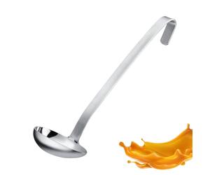 Westmark Sauce Spoon Pro - Louche à sauce pratique en acier inoxydable - Louche à soupe avec verseur et crochet de suspension - Cuillère de service - Argent, 27 cm