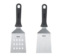 Westmark Set, 2tlg.: 2 Profi-Wender/Grill-Spachtel (Gewinkelt, Starr) mit gelochter und geschlossener Klinge, Rostfreier Edelstahl/Kunststoff, Master Line, Schwarz/Silber, 134422E6, 29 cm