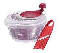 Westmark Set à Salade : 1 Essoreuse à Salade, 5 litres, + 1 Coupe-légumes, Plastique/inox, sans BPA, Fortuna, Couleur : Transparent/rouge, 243222E9