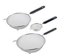 Westmark Set de 3 Passoires, Passoire à Thé ø 7 cm + Passoire de Cuisine ø 16 cm + 20 cm, Traditionnell, plastique/inox, Argenté/noir 128122E6