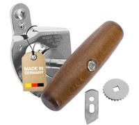 Westmark Set de 3 pièces : 1 Ouvre-Boîte Professionnel Titan + 1 Lame de Rechange + 1 Roue de rechange, Acier/bois/acier laqué, argenté/brun/noir, 122422E6