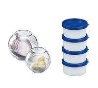 Westmark Set de 6 pièces : 2 Boules Fraîcheur ø 7cm/ø 9cm + 4 Boîtes à Herbes de 100 ml chacune, Empilables, plastique, sans BPA, Bleu/transparent, 257222E6