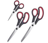 Westmark Set de ciseaux- une paire de ciseaux de couture (14 cm), une paire de ciseaux de ménage (21 cm) et une paire de ciseaux de bricolage (25 cm), acier inoxydable/plastique - noir/rouge/argenté