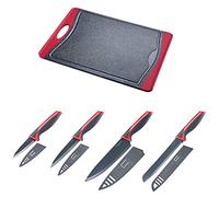 Westmark Set de Découpe/Couteaux 5 pièces, 1 grande Planche à Découper et 4 Couteaux, PP/TPE/ acier inoxydable, rouge/anthracite, 145222E6