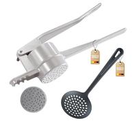 Westmark Set de Spätzle, 2 pièces, 1 Presse à spätzle/Pommes de Terre avec perforation traditionnelle, Spätzlechef + 1 Louche, Gentle, Aluminium moulé sous pression/PA, argenté/noir, 612022E8