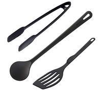 Westmark Set d'Ustensiles de cuisine, 3 pièces, Spatule, Cuillère à remuer et Pince à Grillade/Service, Pour tourner, remuer et servir, plastique, noir, 286922E6