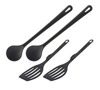 Westmark Set d'ustensiles de cuisine, 4 pièces, 2 Spatules et 2 Cuillères à remuer, plastique de haute qualité, Gentle and Flonal, noir, 203522E6