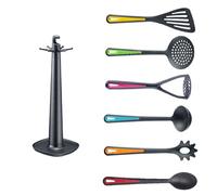Westmark Set d'ustensiles Gallant Color Edition - 7 pièces, Support Rotatif | Avec presse-purée, cuillères à légumes, à spaghetti et écumoire, louche, spatule, sans BPA, Made in Germany, 29972270