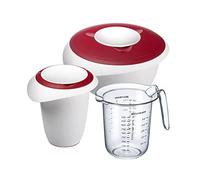 Westmark Set Pâtisserie, 3 pièces : 1 Bol Mélangeur 2,5 L, 1 Pichet Mélangeur 1 L, 1 Pichet Mesureur 1 L, plastique, Blanc/rouge/clair, 315322E7