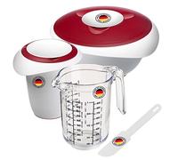 Westmark Set Pâtisserie, 4 pièces, Bol Mélangeur, Pichet de mélange, Pichet Doseur + Racloir à Gâteaux, plastique, Gerda, Blanc/Rouge/Transparent, 315522E7