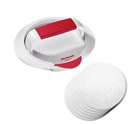 Westmark Set pour Burgers, 2 pièces, Presse-Hamburgers avec Vérin + Papier à Burgers (80 pièces), Plastique/Papier, Blanc/Rouge, 623322E6