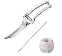 Westmark Set pour Volaille, 3 pièces, 1 Ciseaux à Volaille avec Mécanisme à Ressort, 1 Aiguille à dresser + 1 Fil de Cuison 60m, Acier inoxydable/polyester, Classic, Argenté/Blanc, 137122E6