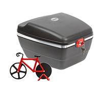 Westmark Set Vélo : 1 Coffre pour tous Porte-bagages + 1 Vélo Coupe-Pizza, Plastique/inox, Gerda Touring Tresor, Noir/rouge, 5430GEE7